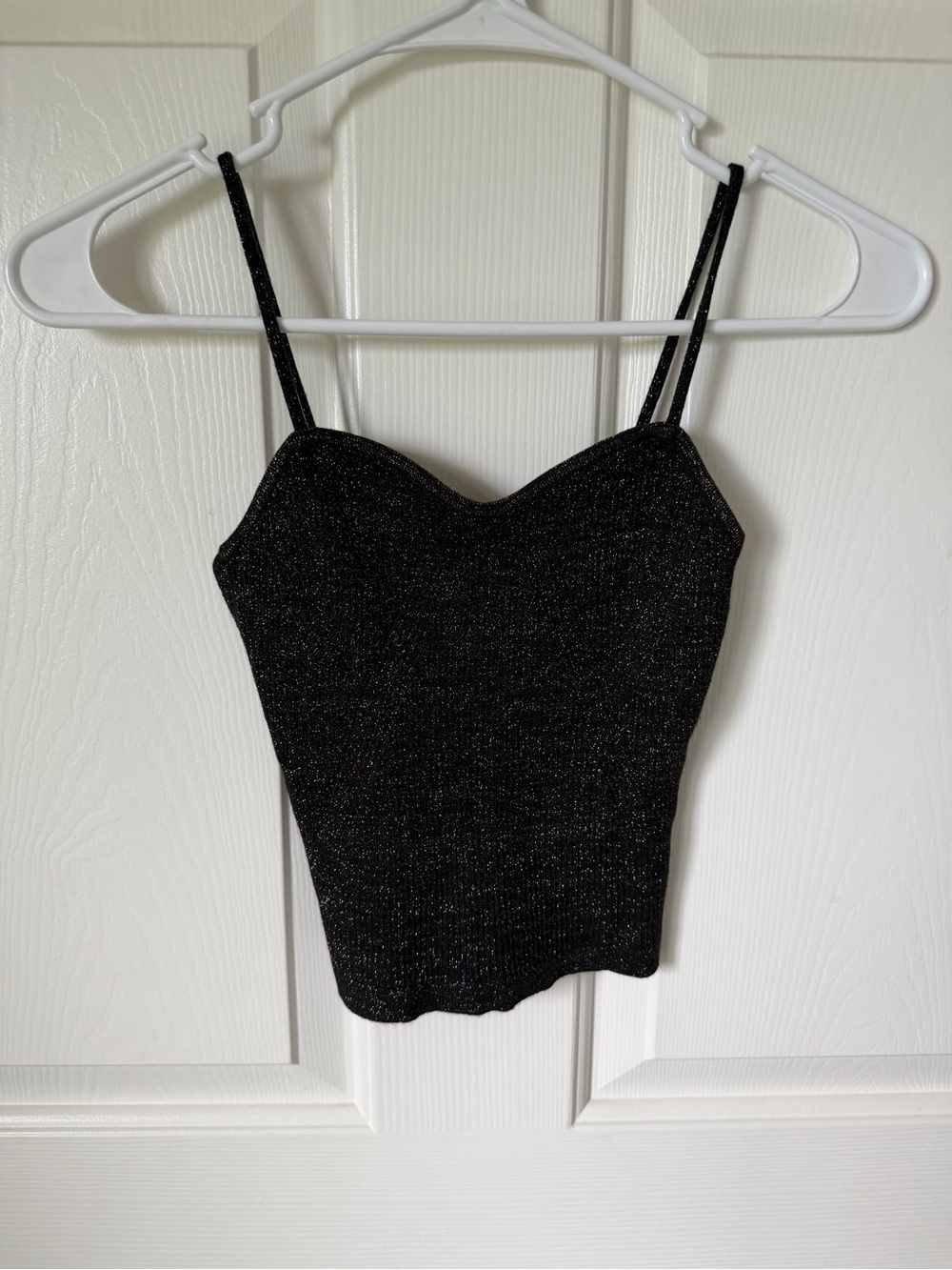 H&M Black Sparkle Ribbed Cami with Double Straps